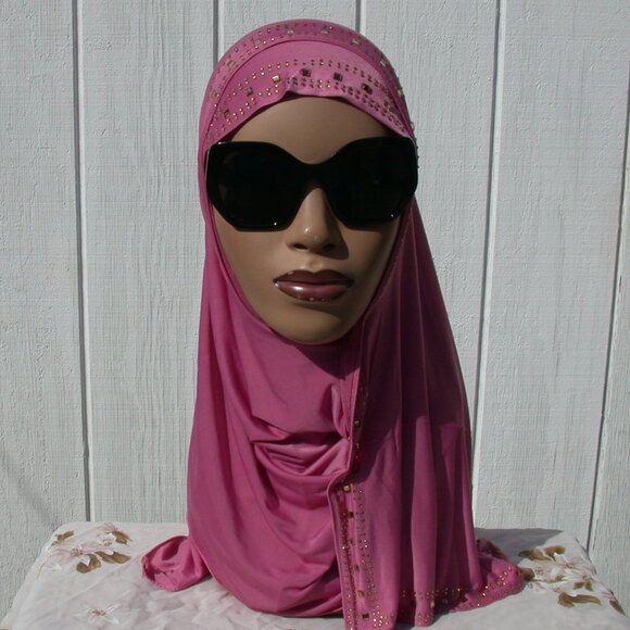 1 pc Instant Slip On Mona Style Hijab Pink Rose - Picture 1 of 3